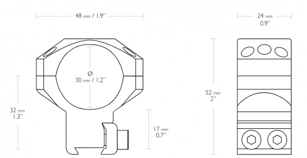 MONTAJE HAWKE TACTICAL 30 MM ALTO - 24107 - HAWKE