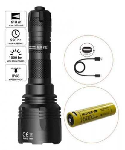 LINTERNA NITECORE NEW P30 1000 LUMENS C/ BATERIA - NEWP30 - NITECORE