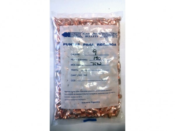 PUNTA C. 9 MM M. QUALITY 124 GR COB RN x 500 - MATCH QUALITY