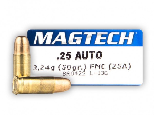 MUNICION C. 25 AUTO MAGTECH  50 GR FMJ x 50 - MAGTECH
