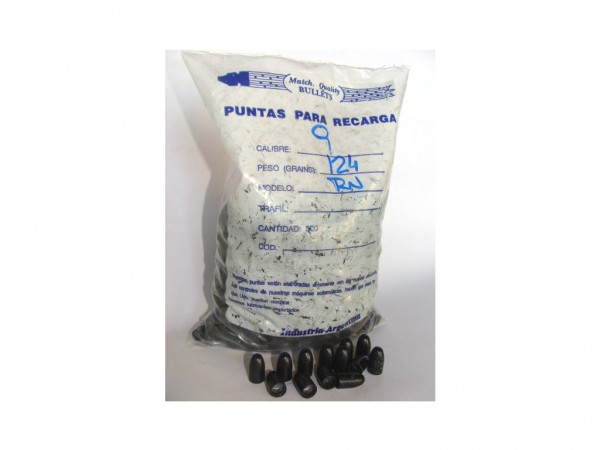 PUNTA C. 9 MM M. QUALITY 124 GR RN TEFLON x 500 - T9124 - MATCH QUALITY