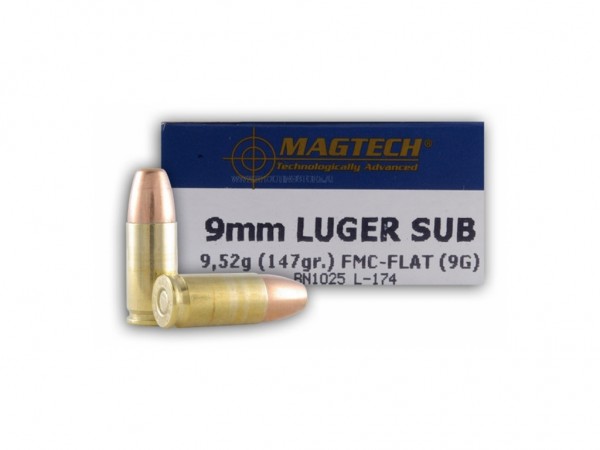 MUNICION C. 9 MM MAGTECH 147GR FMC SUBSONIC x 50 - MAGTECH