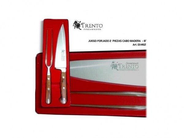 JUEGO DE TRINCHAR TRENTO FORJADO MADERA - 131462 - TRENTO