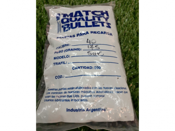 PUNTA C. 40 M. QUALITY 175 GR SWC TEFLON x 500 - MATCH QUALITY