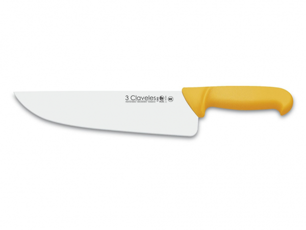 CUCHILLO 3 CLAVELES CABO AMARILLO 27CM CARNICERO - 1303 - 3 CLAVELES