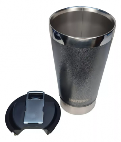 VASO WATER BEER 500 GRIS CERVECERO C/TAPA - WATERDOG