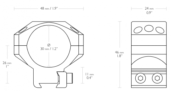 MONTAJE HAWKE TACTICAL 30 MM MEDIO - 24106 - HAWKE