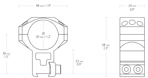 MONTAJE HAWKE TACTICAL 30 MM EXTRA ALTO - 24108 - HAWKE