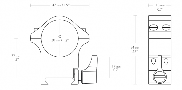 MONTAJE HAWKE PROF AC. SR 30 MM WEABER ALTO - 23107 - HAWKE